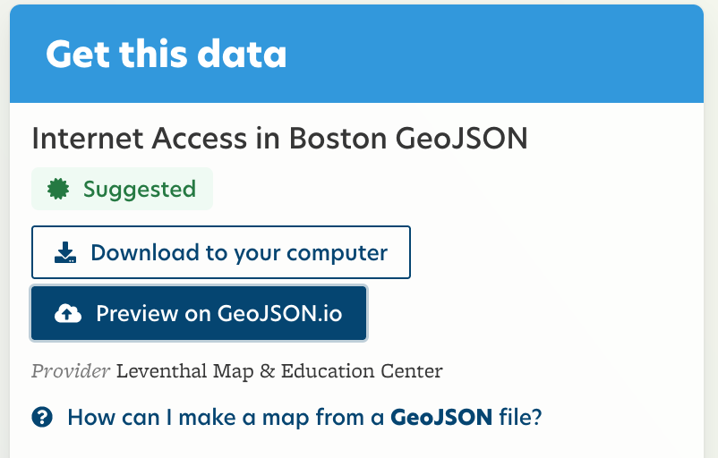 Button to bring the dataset into geoJSON.io